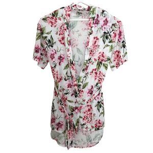 Show Me Your Mumu Brie Robe Women's OS Pink Polyester Garden of Blooms Tie-Waist